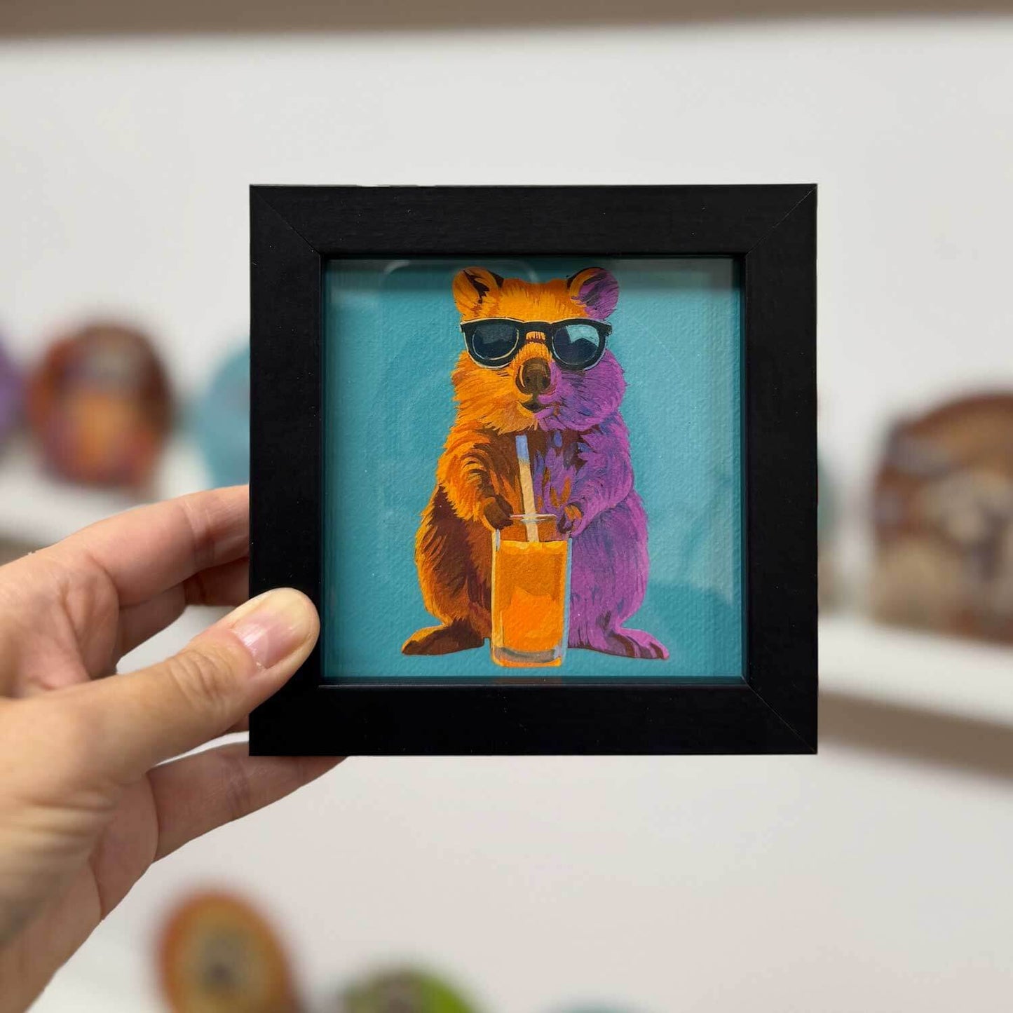 Pocket Art, print in frame, 10 x 10 cm, Quokka