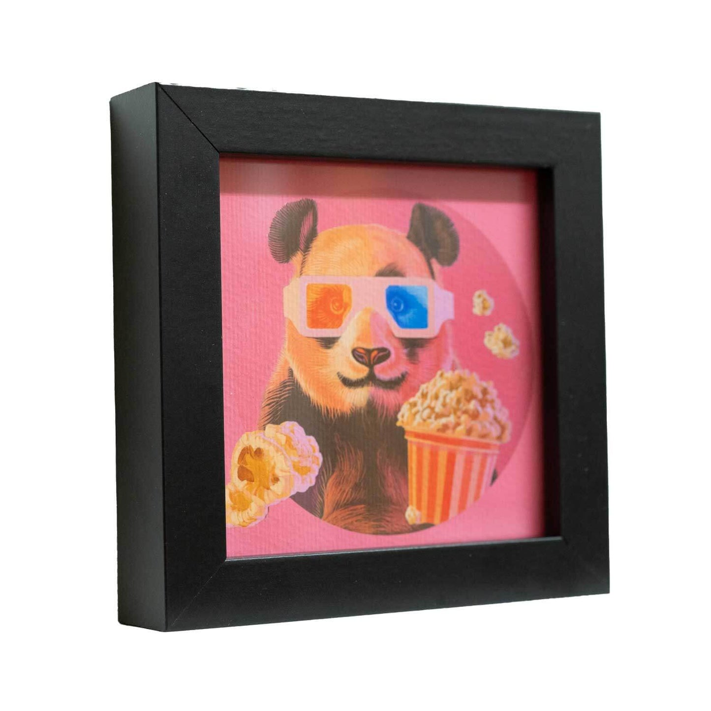 Pocket Art, Framed Print, 10 x 10 cm, Popcorn Panda