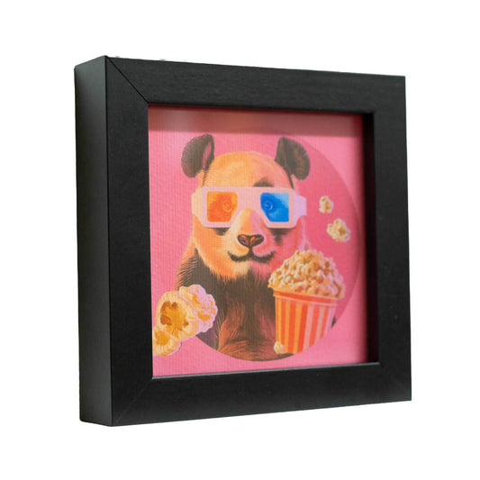 Pocket Art, Print im Rahmen, 10 x 10 cm, Popcorn Panda