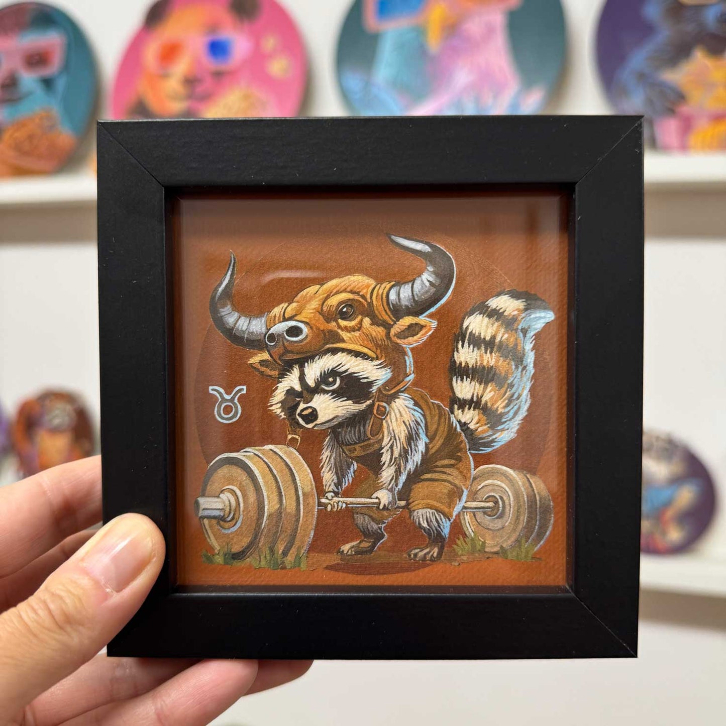 Pocket Art, Framed Print, 10 x 10 cm, Zodiac Sign Taurus