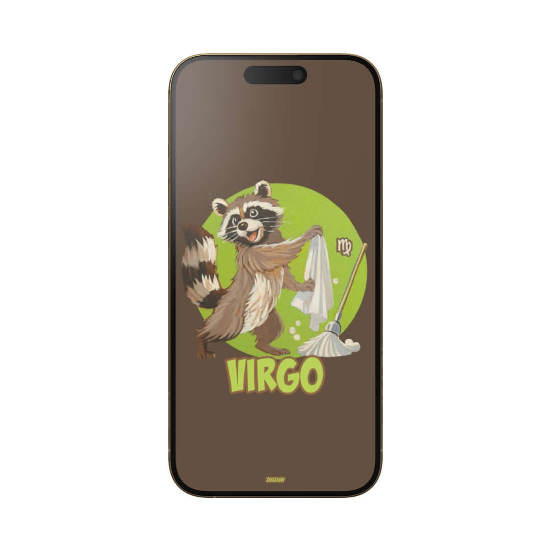 Raccoon wallpaper für Jungfrau Sternzeichen, süßes Design für Smartphones im Pixel-Hochformat 1080 x 1920.